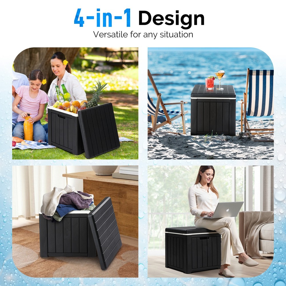 Cooler Side Table, Portable Ice Chest with Built-in Handle
