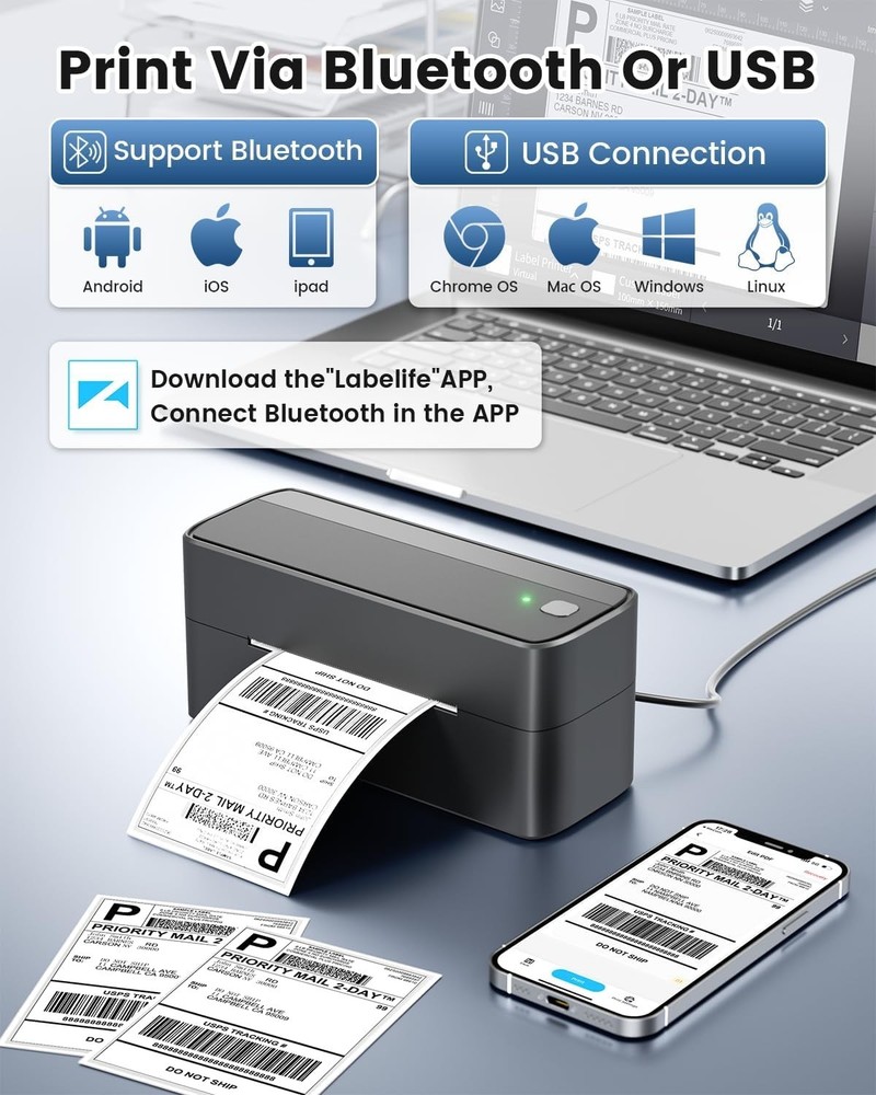 Phomemo Bluetooth Thermal Printer for Shipping Package for Amazon, Ebay, Shopify