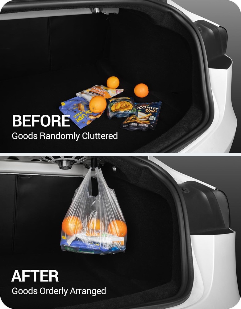 BASENOR 2026 Tesla Model 3 Trunk Grocery Bag Hook Black