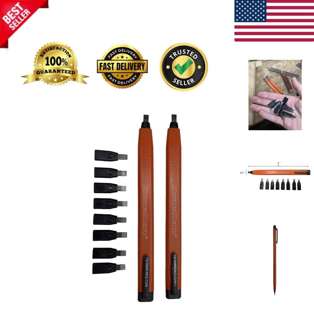 Co CP216 AlwaysSharp Refillable Mechanical Carpenter Pencil, Two Pack, with 8...