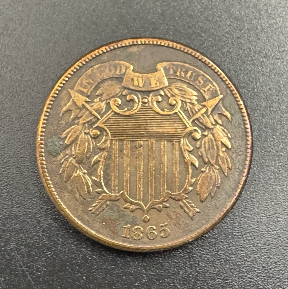 1865 2 Cent Piece Civil War Type Sharp Details With Full We GREAT EXAMPLE