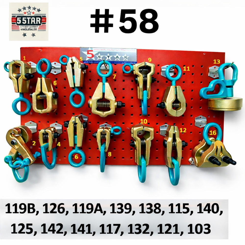 SET#58 HEAVY DUTY AUTO BODY FRAME MACHINE 14 PIECE SUPER PULLING TOOLS CLAMPS
