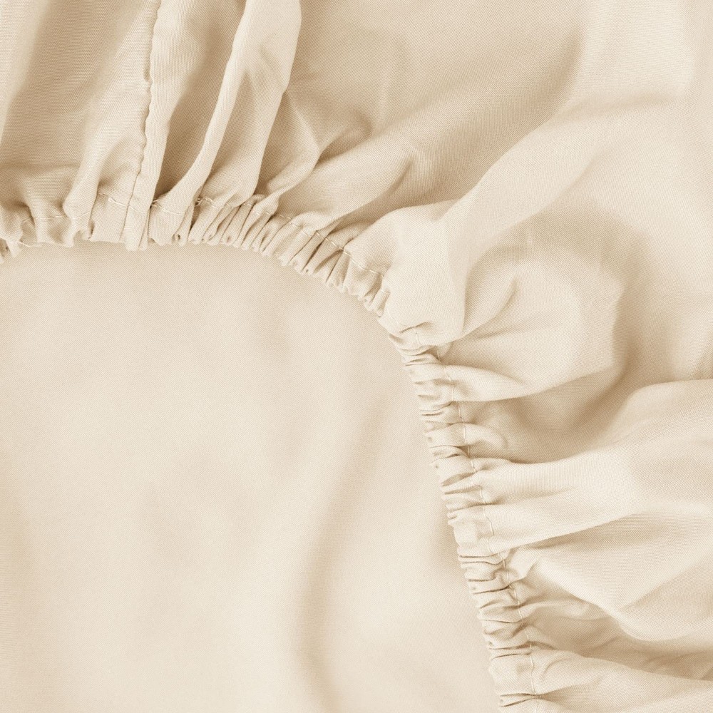 Beige Full Fitted Sheet-Soft Microfiber Bottom Sheet for Bed-Deep Pocket up t...