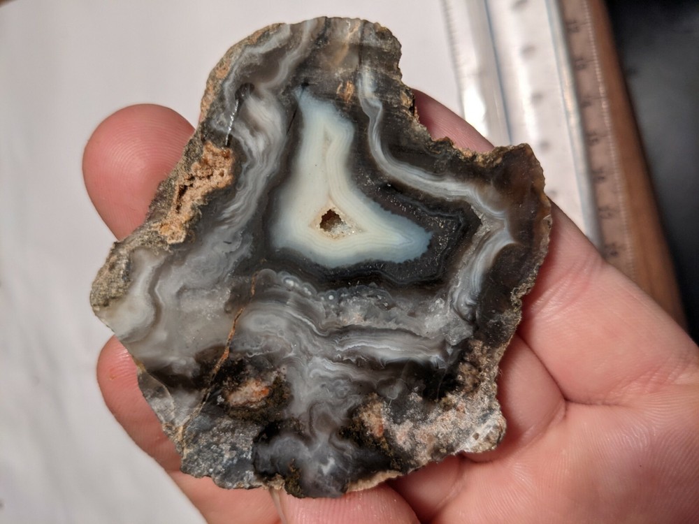 Natural Black Agate Slab Slice Cool Pattern