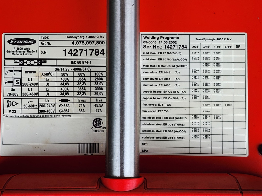 FRONIUS TransSynergic 4000 HIGH PERFORMANCE WELDER [S-1]