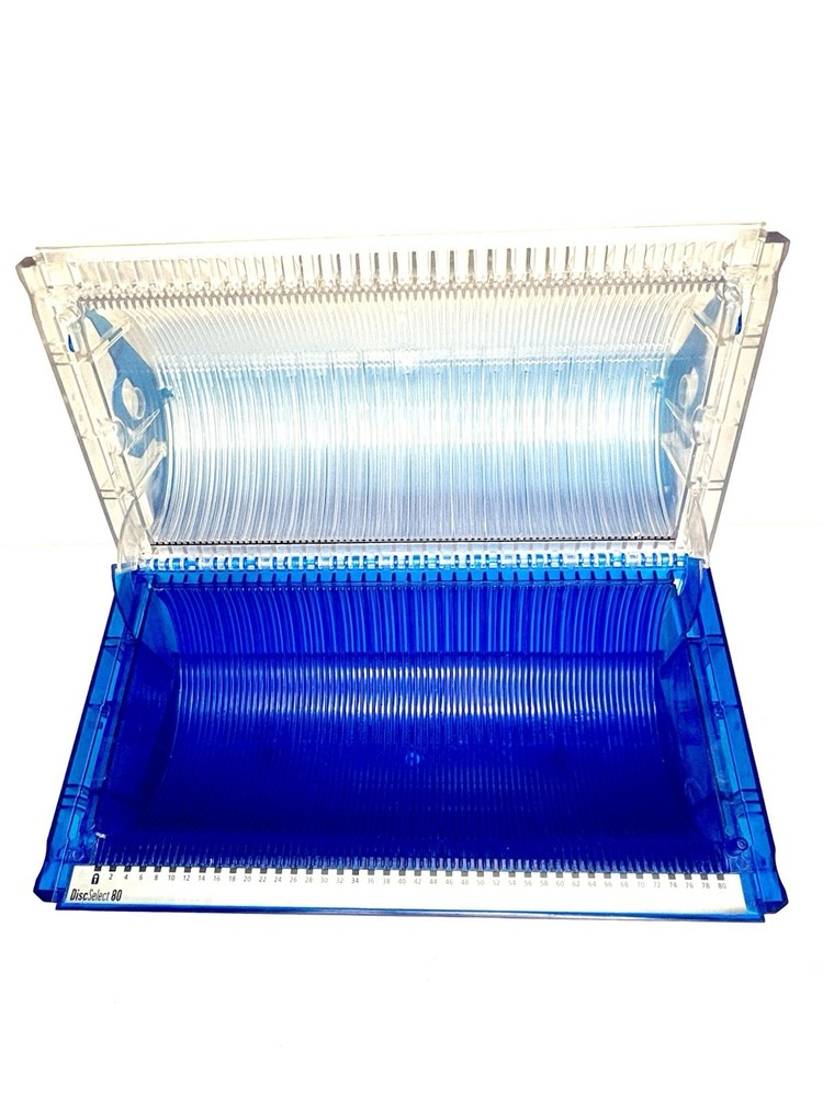 DiscSelect 80 by Discgear Blue CD's DVD's Storage Case w/ Handle & Index ROMdex