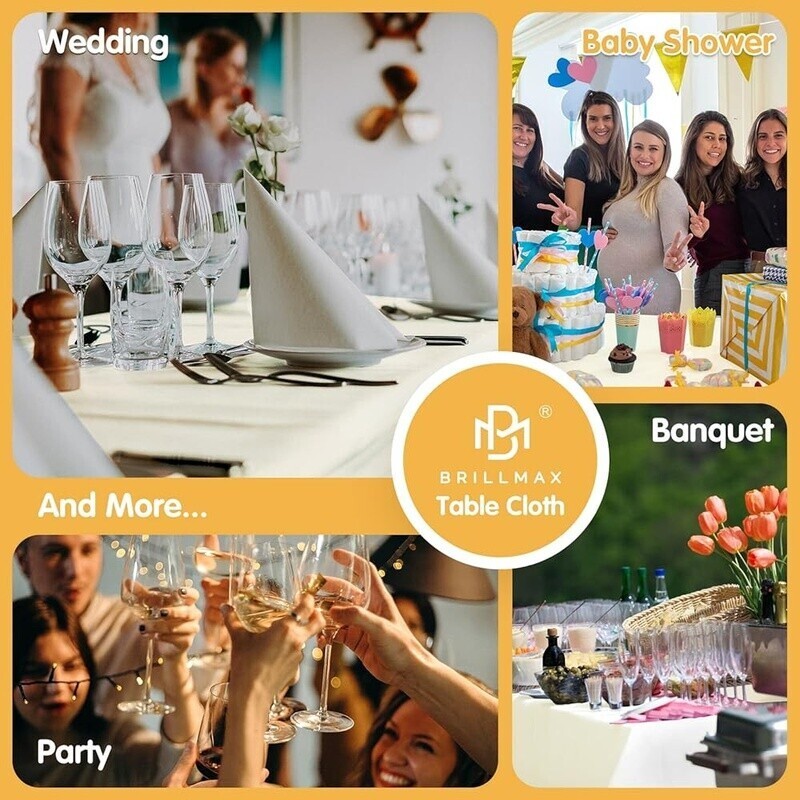 6 Pack Ivory Tablecloths Rectangular Washable Stain Resistant Linen Event Party