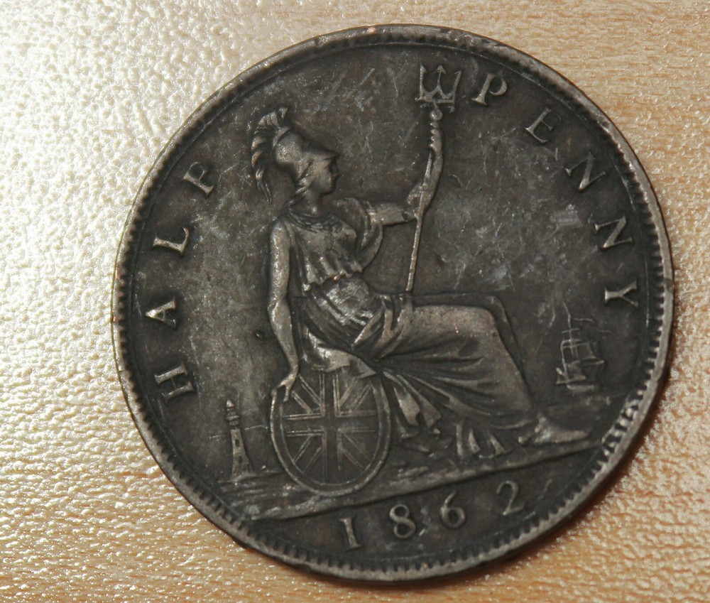 1862 Great Britain 1/2 Penny
