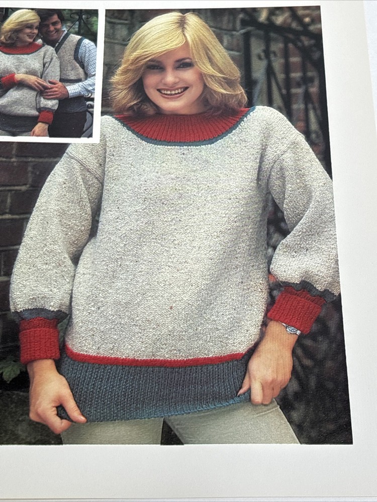 Three Colored Sweater Women's Knitting Pattern Card