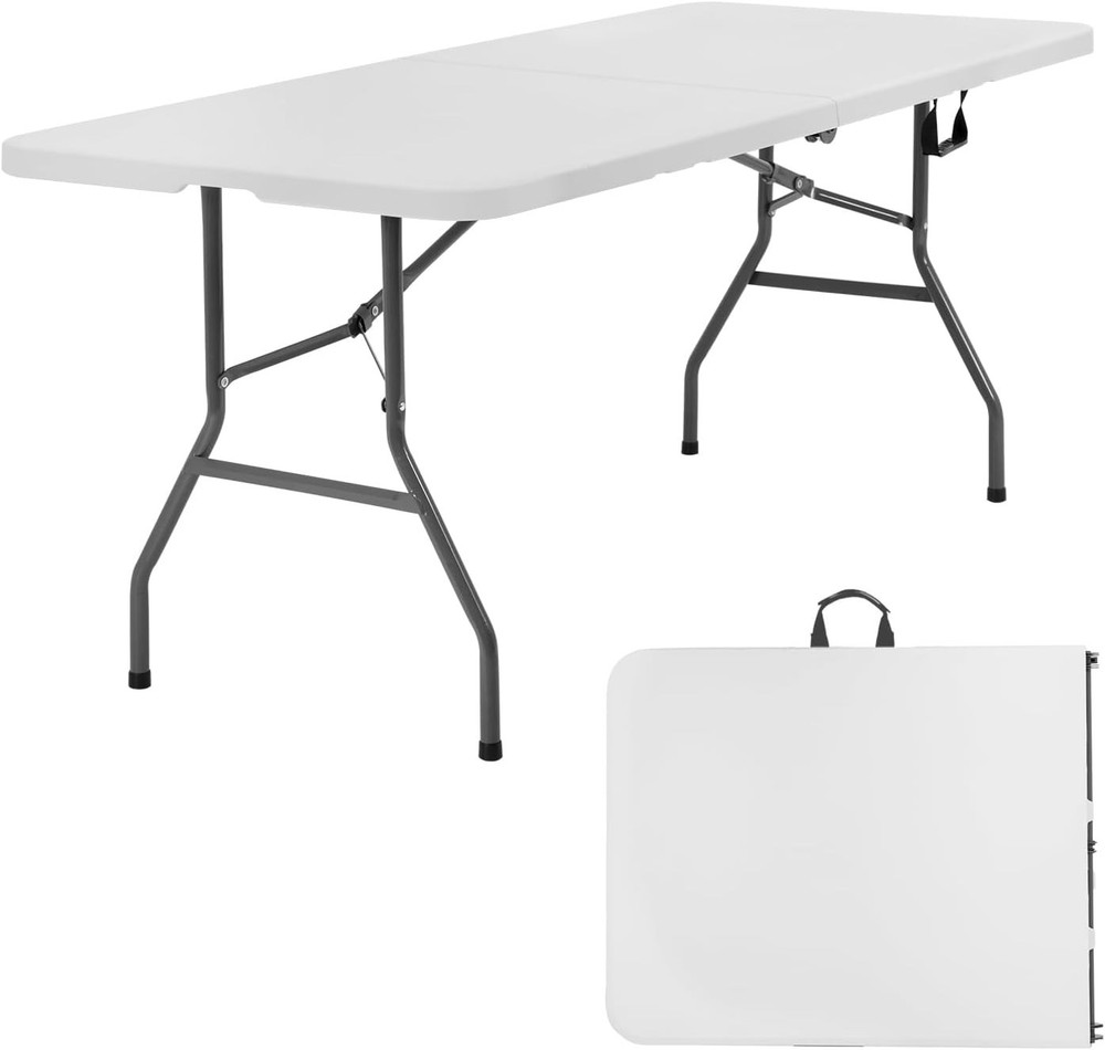 Paylesshere | 6FT Folding Table | Portable Plastic Table with Carry Handle | Wat