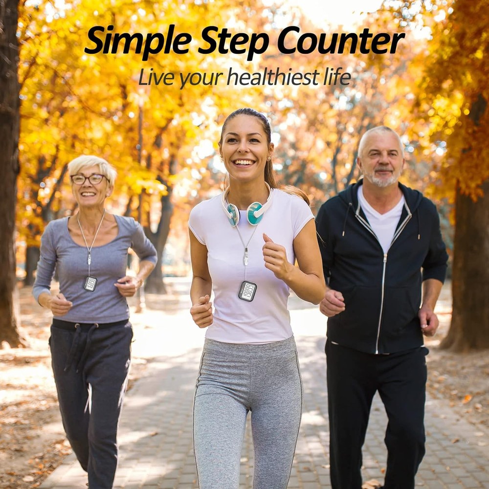 3D Pedometer for Walking, Simple Step Counter Walking with black