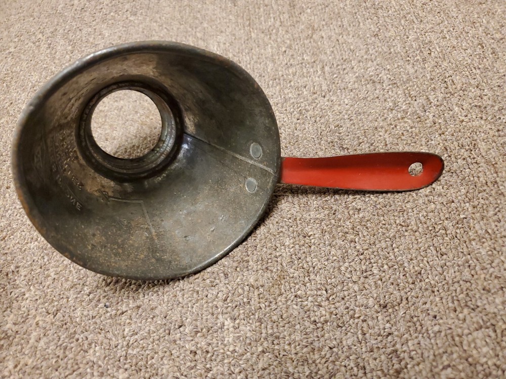 Red Handle Nesco Strainer Funnel Measure Dipper with handle, Vintage