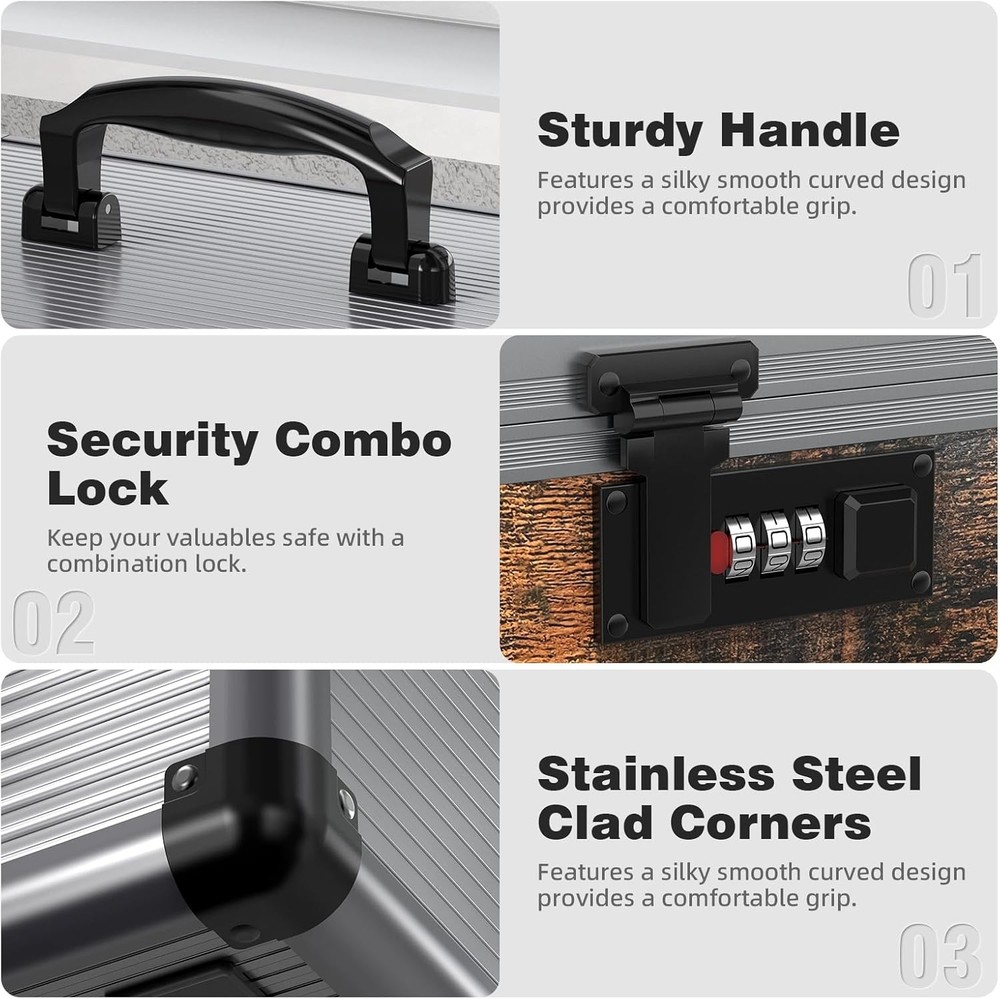 10" Security Lock Box with Code Medicine Lock Box Lockable Dorm Storage Trunk