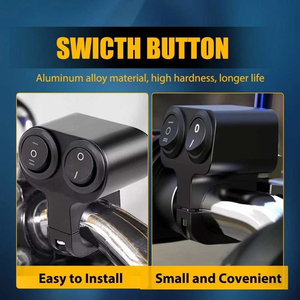 Motorcycle Handlebar 7/8" Dual Button On Off Switch For Headlight Scooter New