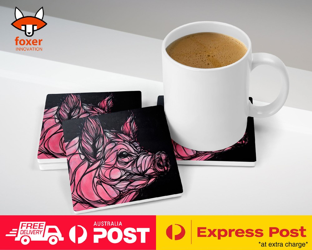 COASTER COFFEE DRINKING MAT|PIG ART
