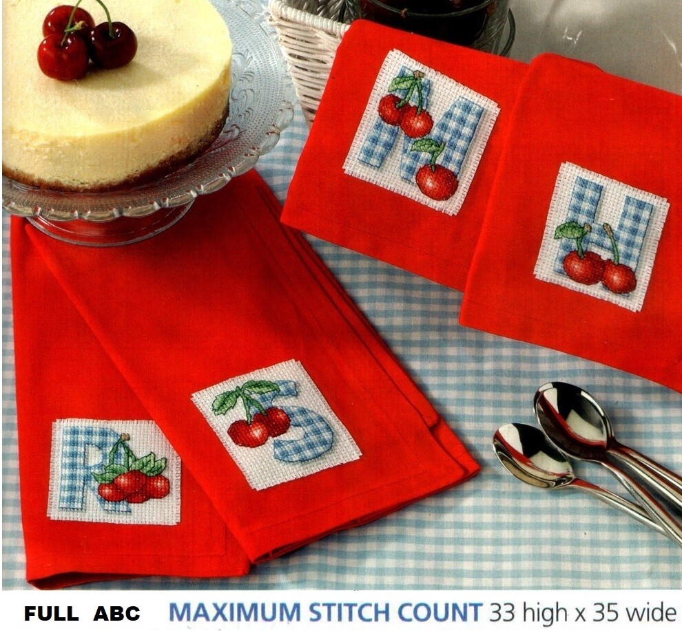CHERRY PICNIC  ABC   CROSS STITCH PATTERN ONLY  EQ - EUP