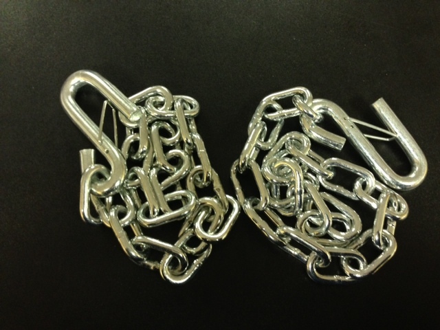 (2) Trailer 1/4" x 27" Single Safety Chain with S-Hook/Latch Class III 5,200 lb