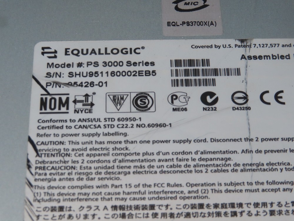 Dell Equallogic PS3000 iSCSI SAN Storage Array 16 SAS 15k Controller w/ HHD