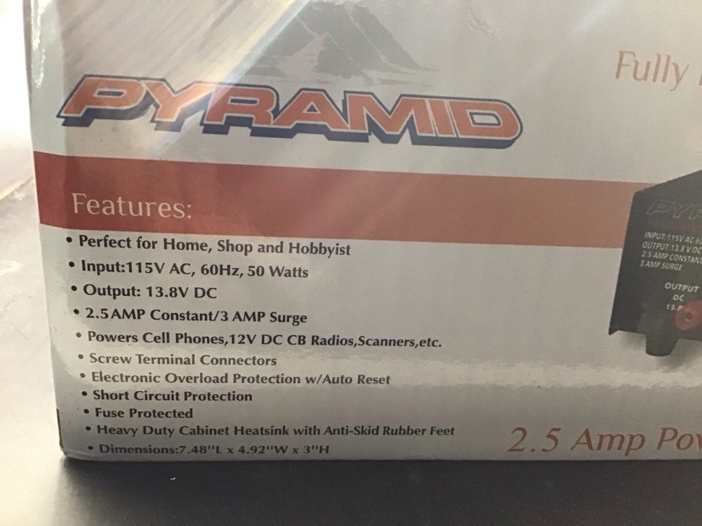 Pyramid 2.5 Amp Power Supply - Black PS3KX
