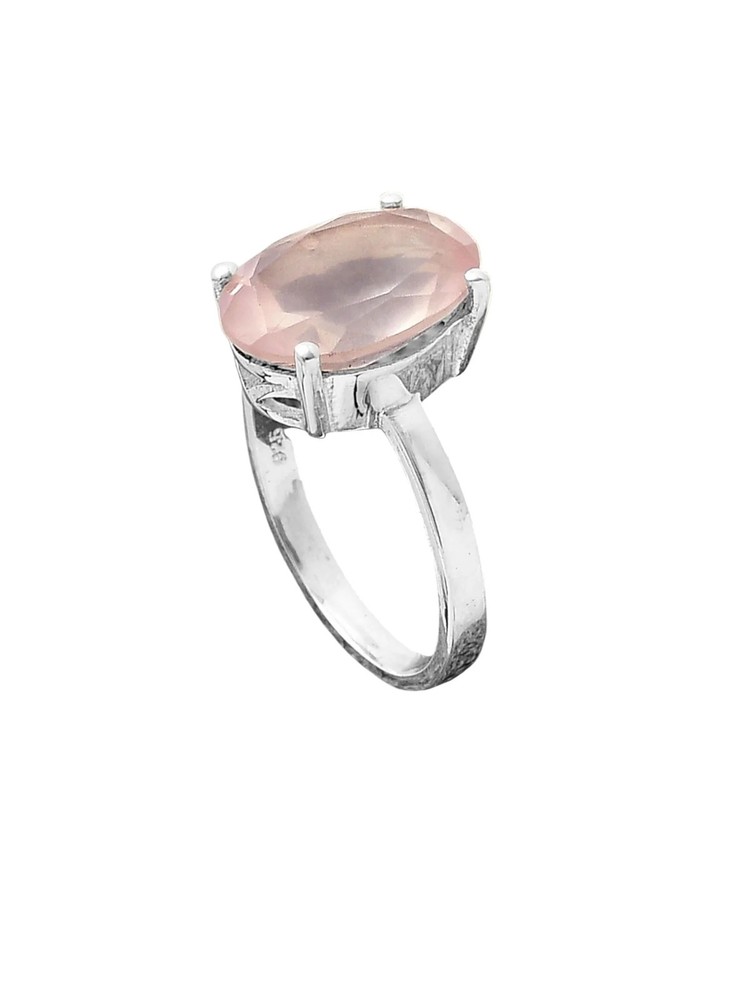 Rose Quartz Solid 925 Sterling Silver Ring 7.5
