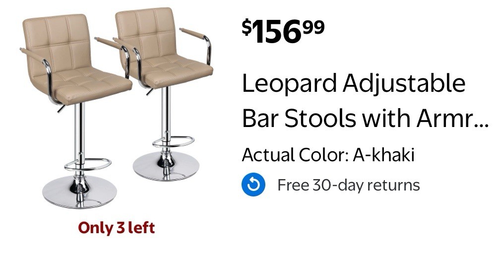 2 Used Adjustable Tan Bar/Kitchen Island Stools with Cushioned Seats