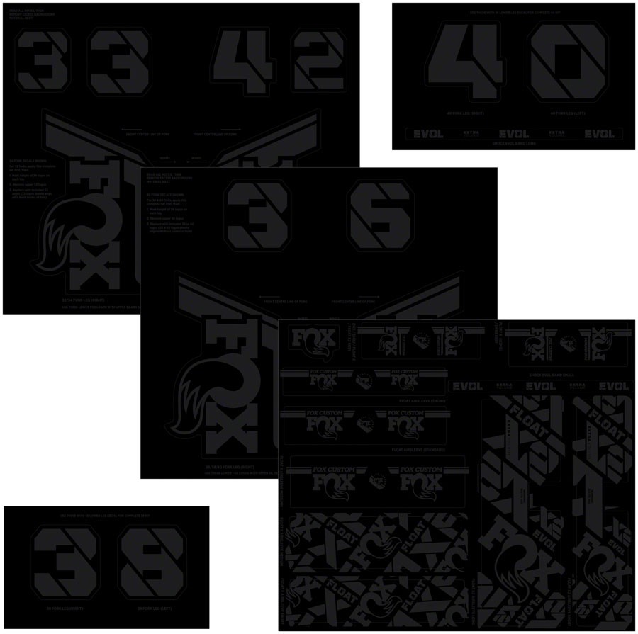 FOX Fork and Shock Decal Kit - Stealth Black