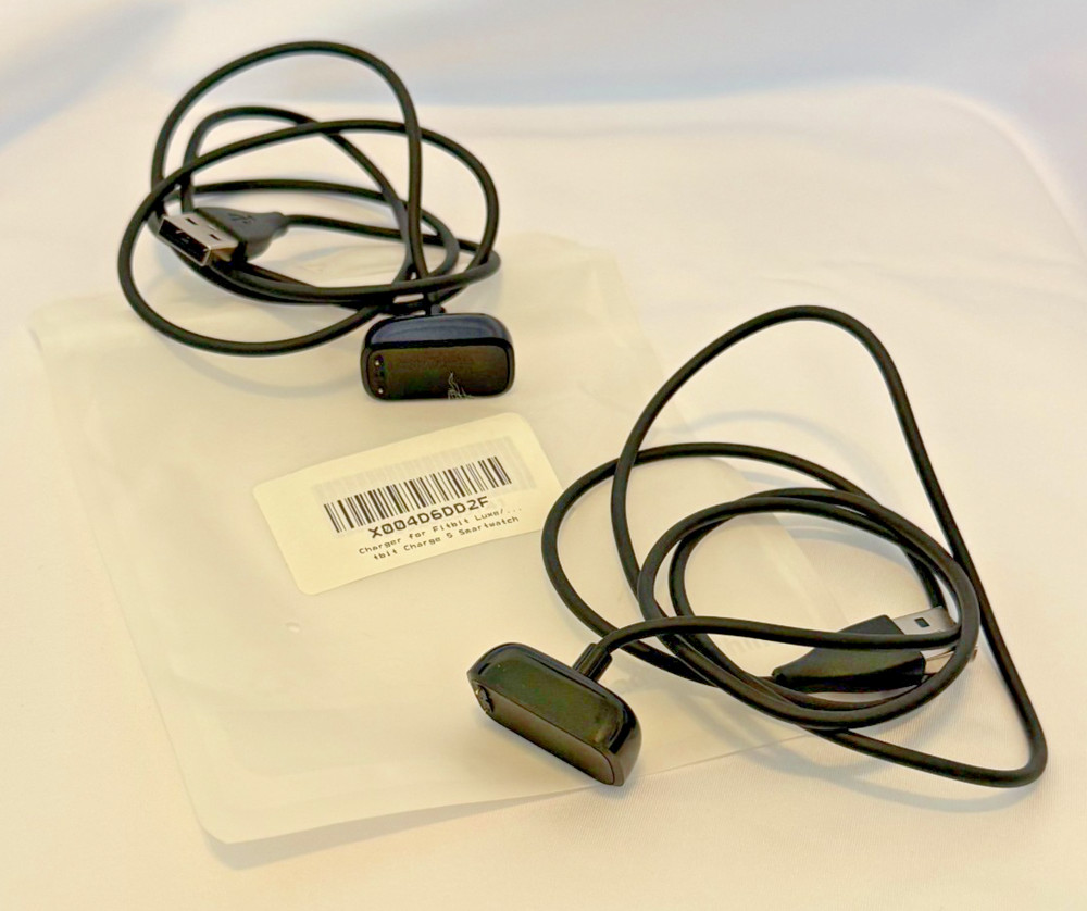 Fitbit Luxe/Charge 5 USB Charging Cable Replacement Magnetic Chargers (2) NEW