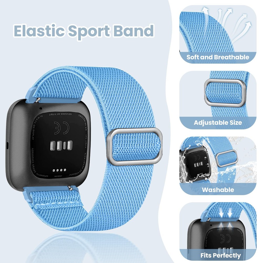 8 Pack Elastic Bands With Fitbit Versa 2/Lite/SE for Men, Adjustable Stretchy...