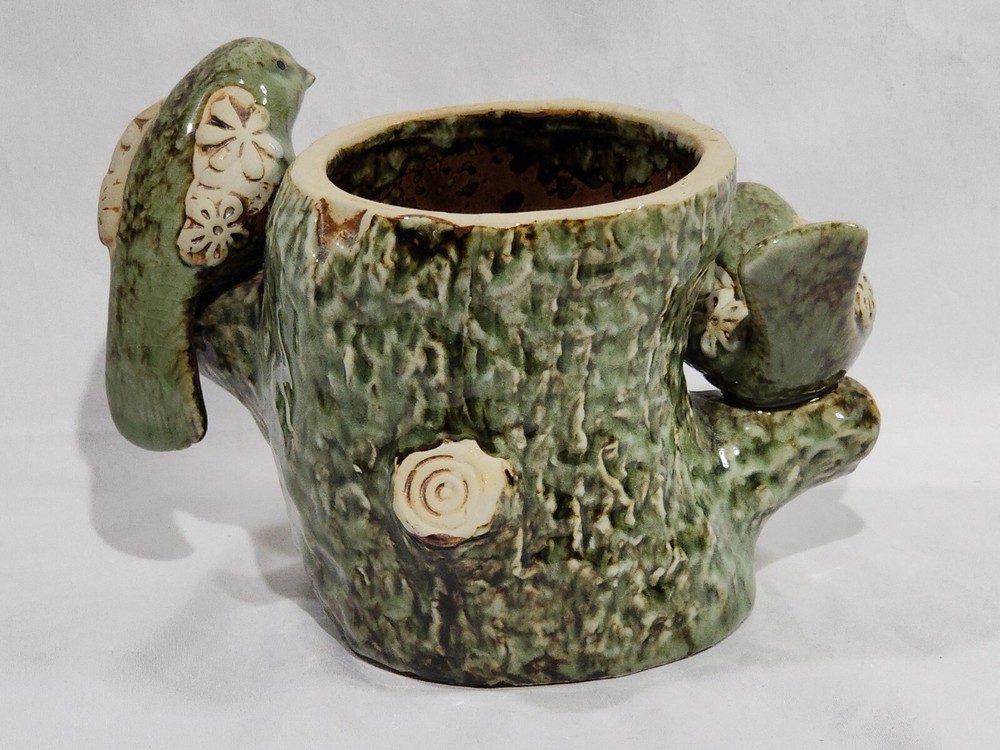 Ceramic Bird Stump Planter