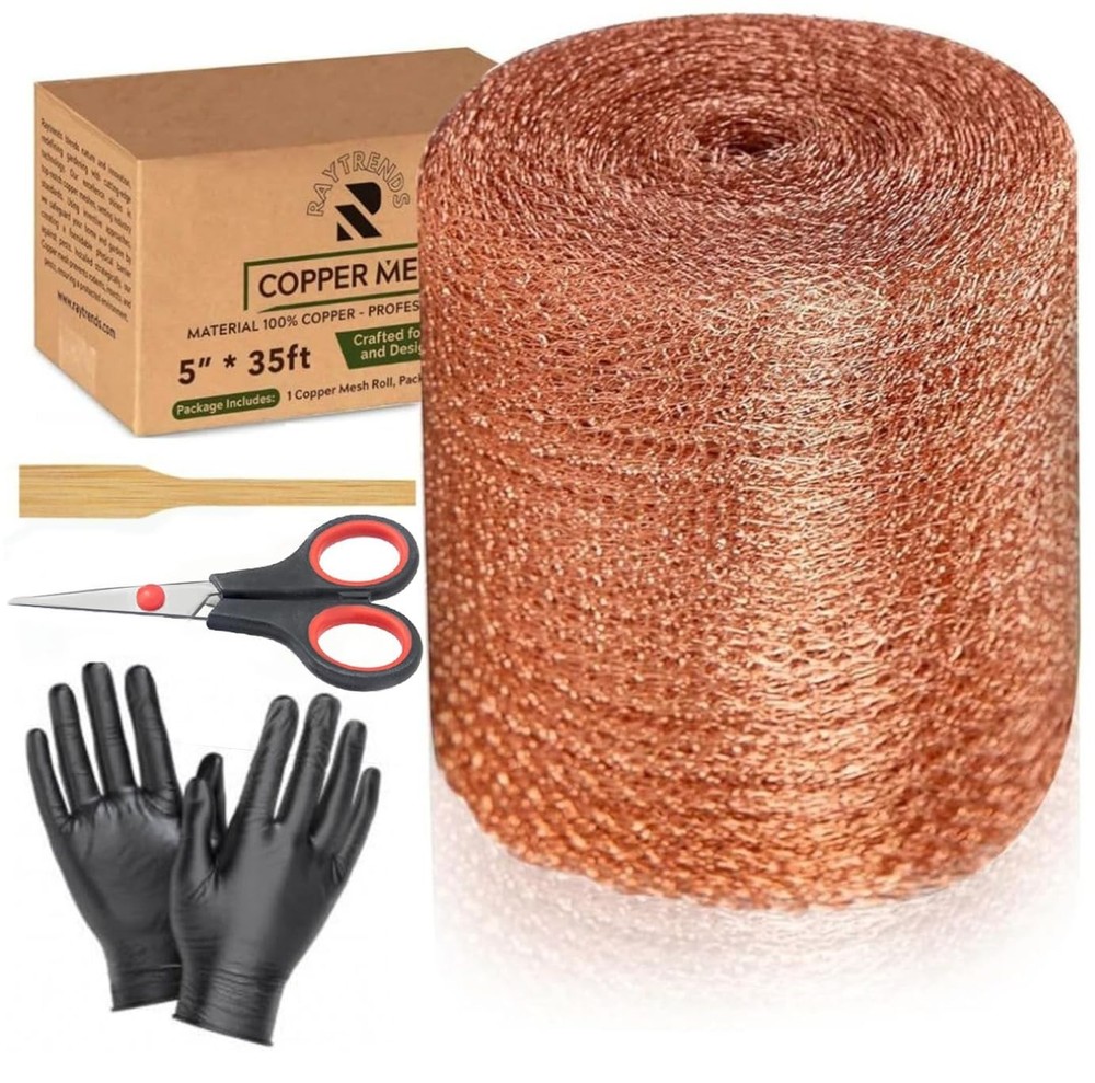 Copper Mesh Rodent Control, 5In X 32Ft Copper Wool for Hole Blocking