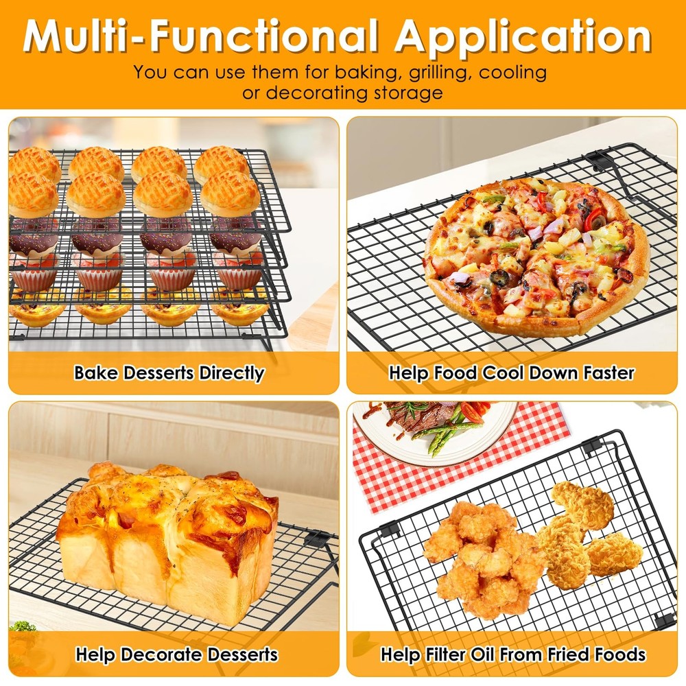 2 Pack Cooling Racks for Cooking and Baking, 13.4 x 9.4 Inch 2-Tier Stackable...