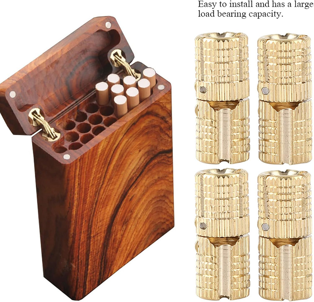 4Pcs/Pack 8Mm Barrel Hinge, Box Hinges,Hidden Brass Barrel Hinges Concealed Barr