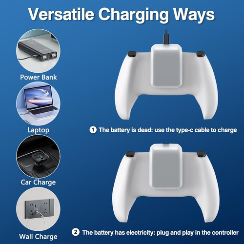 2X 3000mAh PS5 Controller External Battery Pack, Replacement Battery...