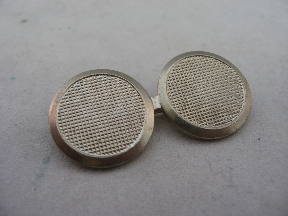 Double Circle Military Service Bar Pin Textured Silver Tone