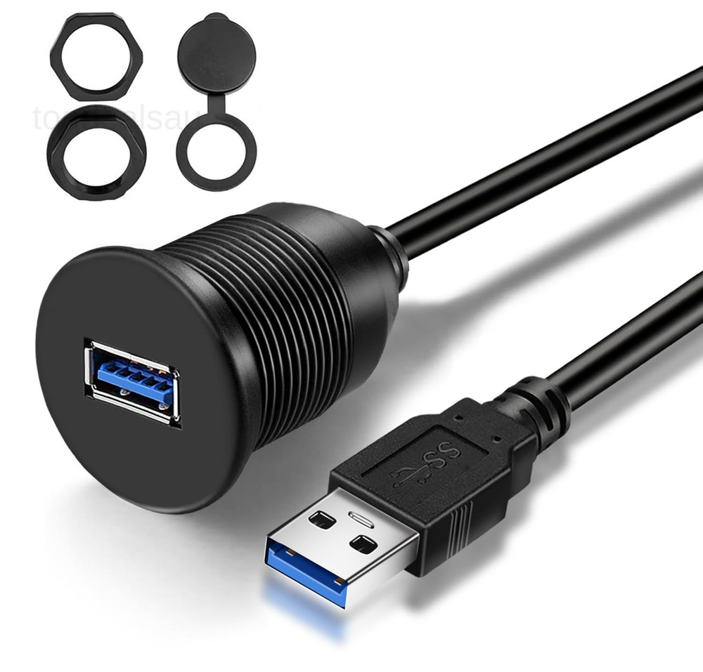 Single Port USB 3.0 Car Flush Mount Cable, USB Dash Mount Adapter..