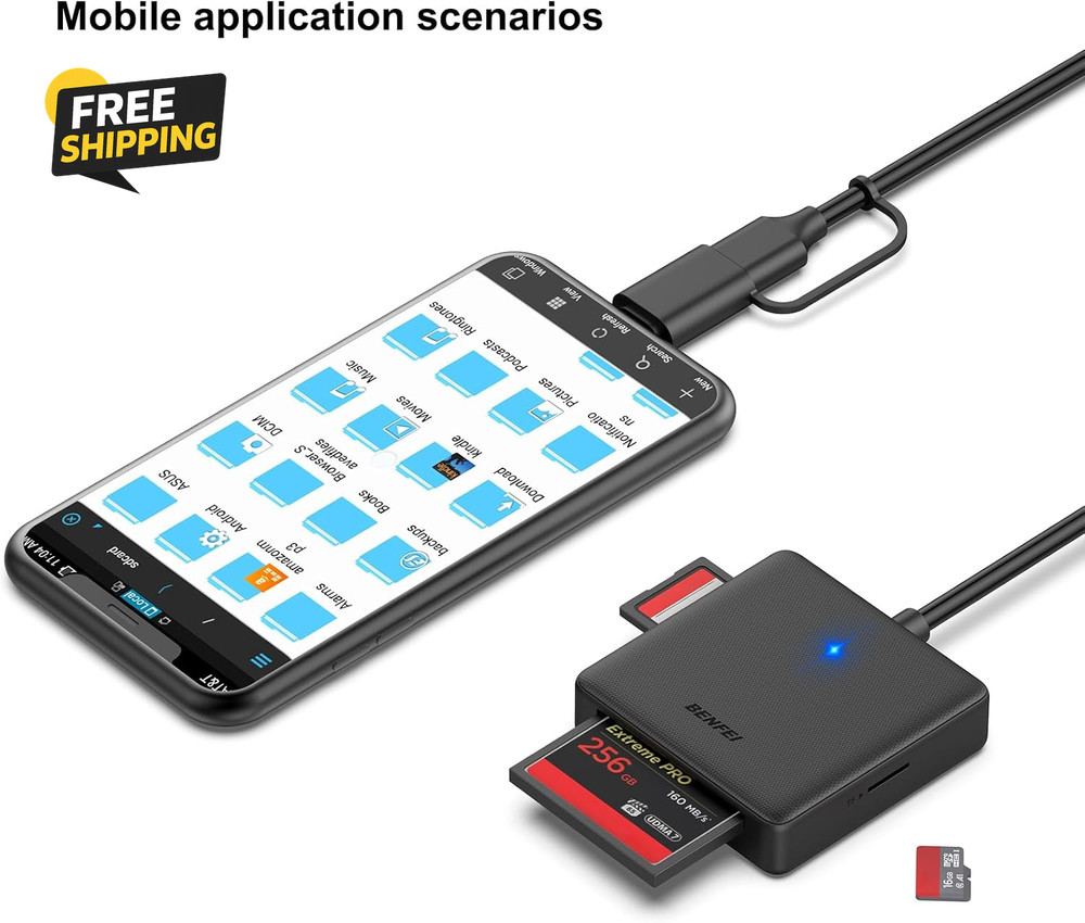 Memory Card Reader, 4In1 USB 3.0 and USB-C to SD Micro SD MS CF Card Reader