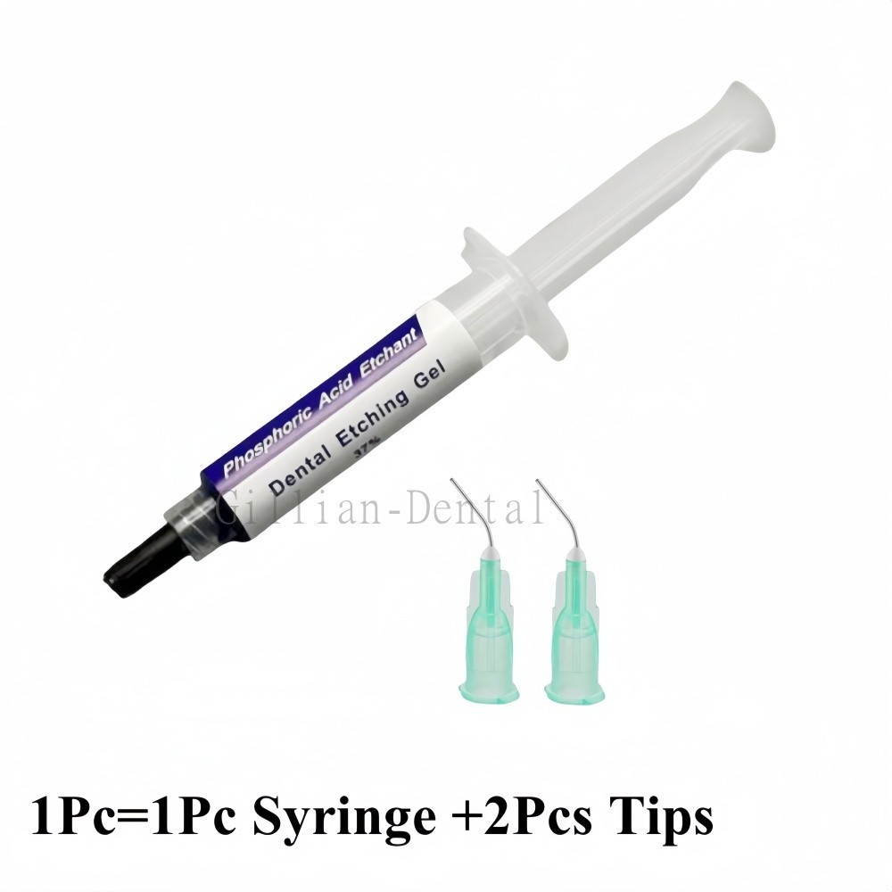 5ml/Syringe Dental Etching Gel 37% Phospharic Acid Etchant + 2PcsTips Kit