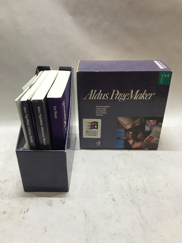 Aldus PageMaker Version 4.0 For Windows 3.0 Big Box Software With Floppy!!! - DW
