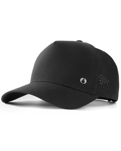 Quick Dry Trucker Hat Breathable Laser Cut Mesh-Back Baseball Cap Black