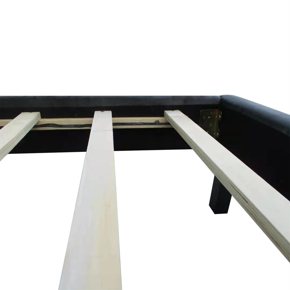 Queen Size Bed Frame Upholstered Platform Bed w/ Upholstered Headboard US