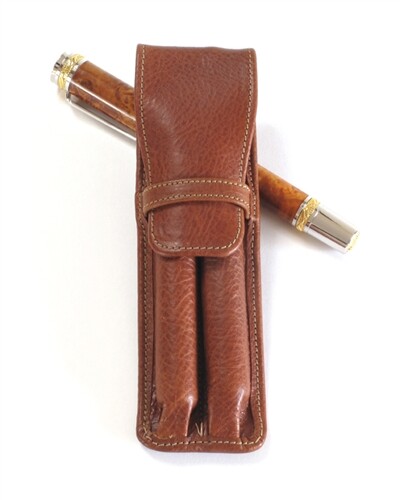 Leather Pen Holster - Tan Double