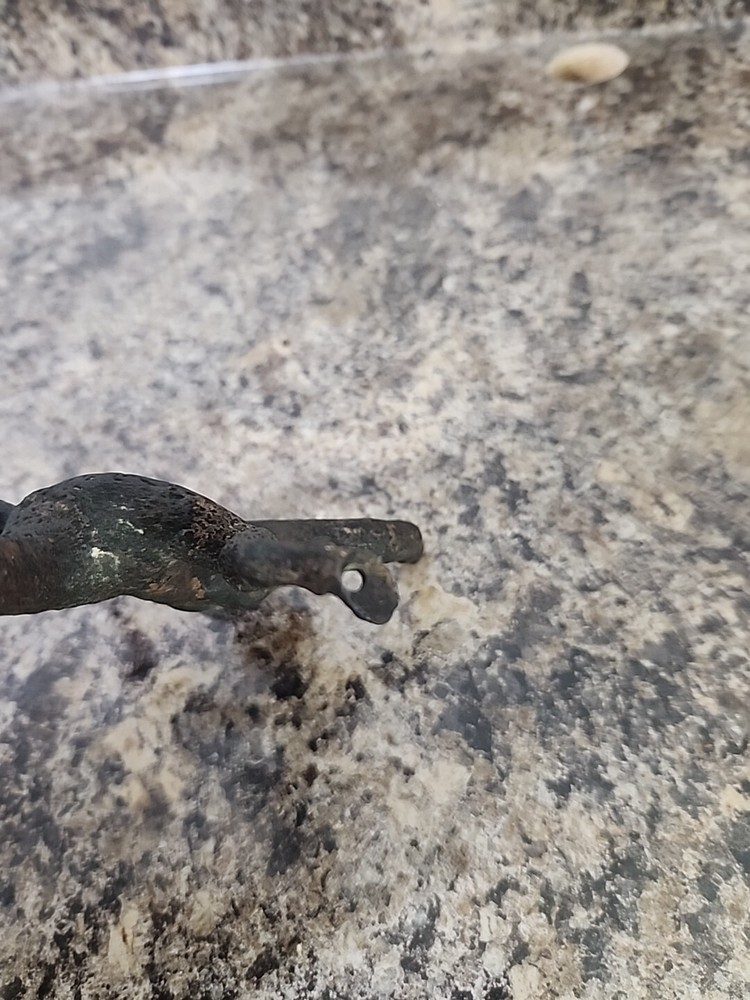 Vtg Cast Iron Devil Chimney Flue Fireplace Damper Pull Metal Rustic Primitive