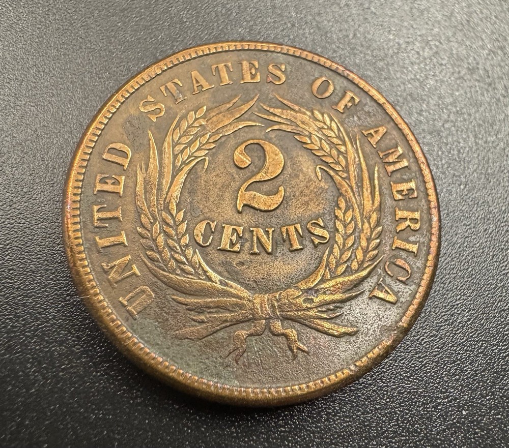 1865 2 Cent Piece Civil War Type Sharp Details With Full We GREAT EXAMPLE