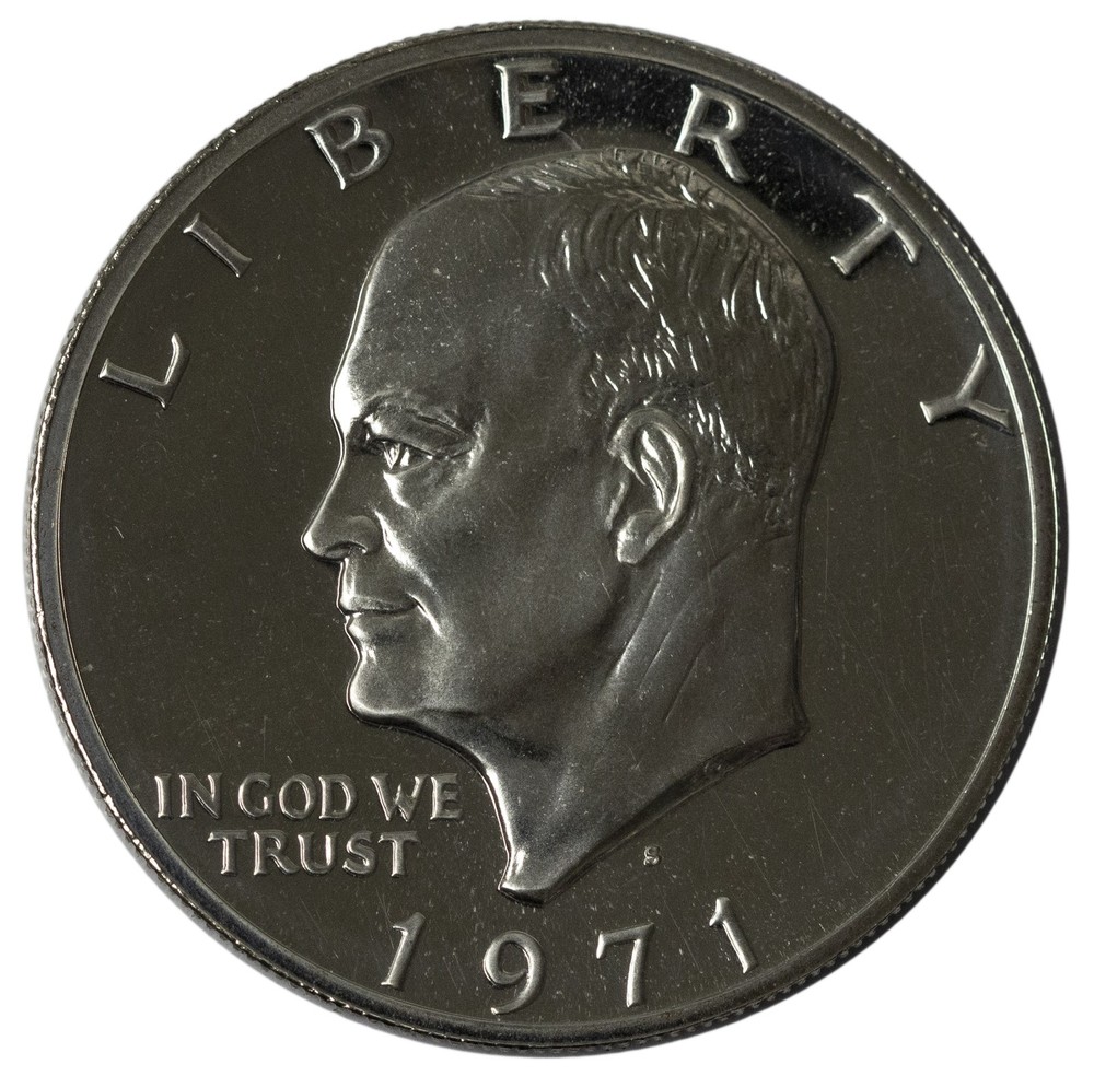 1971 -S Silver Eisenhower Proof Dollar Peg Leg Variety
