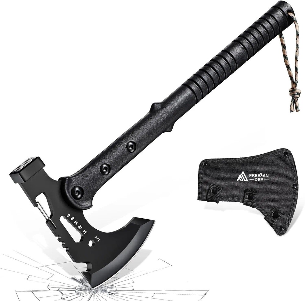 Multi-Functional Camping Axe with Sheath, Sharp Tactical Hatchet & Bottle Opener
