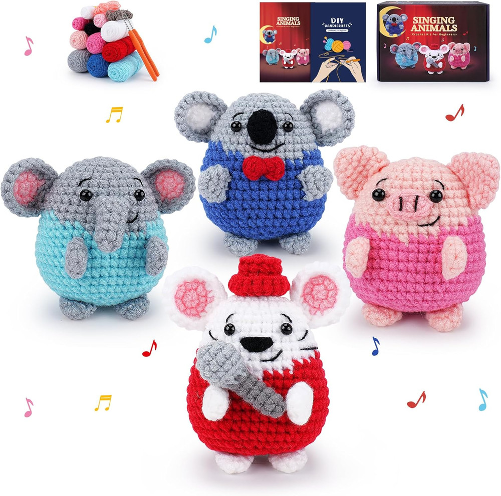 Crochet Kit for Beginners - 4 PCS Crochet Starter Kit with Step-by-Step Video Tu