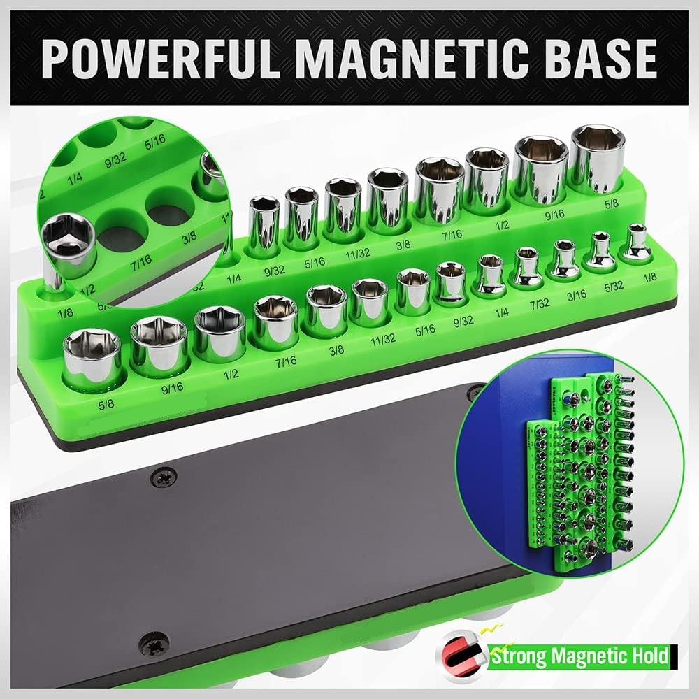Magnetic Socket Organizer Set 68pcs Socket Holder Set Includes 1/4", 3/8", 1/2"