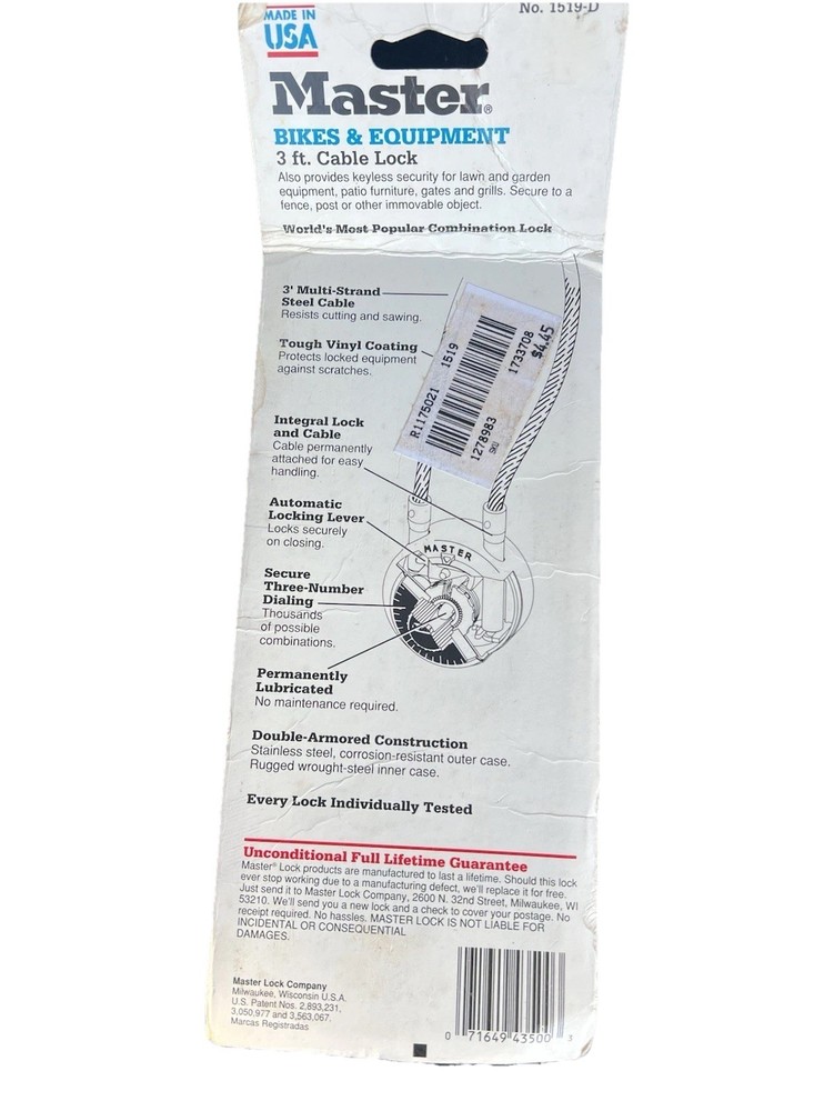Master 3 Ft Cable Lock