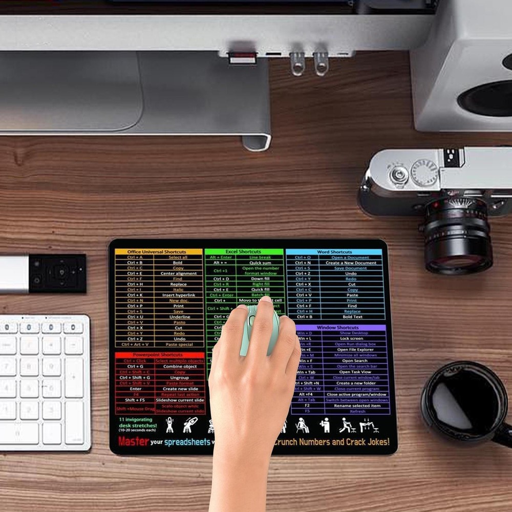 Keyboard Shortcut Mouse Pad Office/Excel/Word/PPT Shortcuts Cheat Sheet Mat