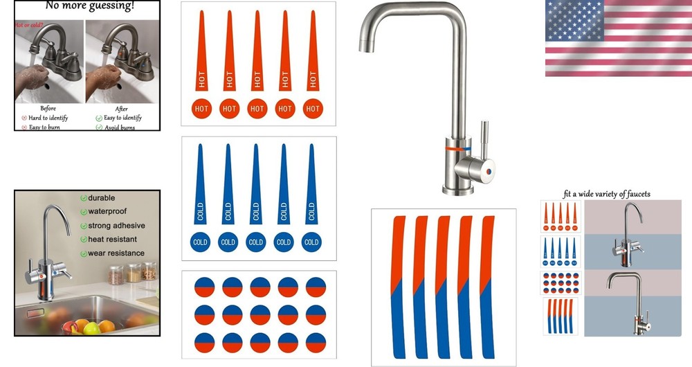 Waterproof Hot & Cold Faucet Stickers – Clear Indicator Labels for Kitchens &...